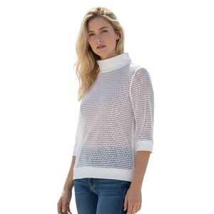 Hillary McMillan White Mesh With White Satin Trimmed Size M